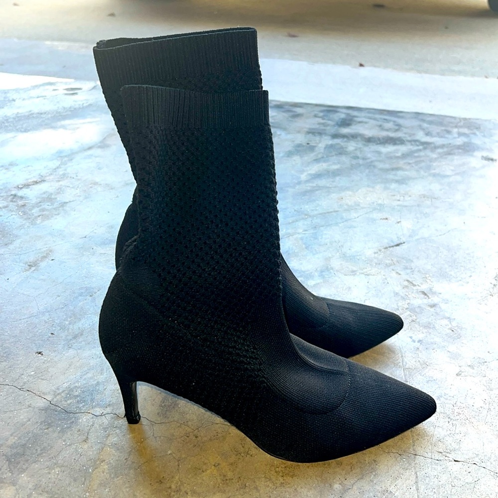 Adorable black sock boot heels